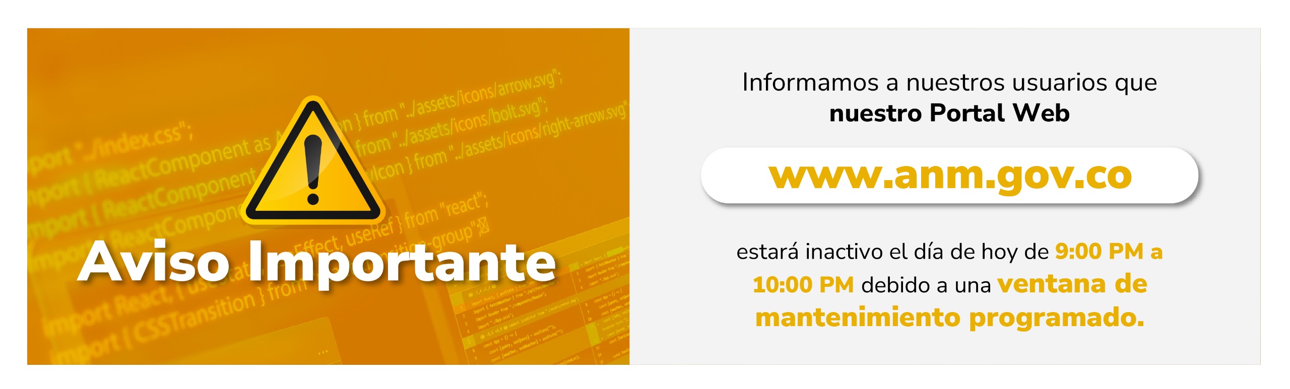 Ventana Mantenimiento Portal Web 