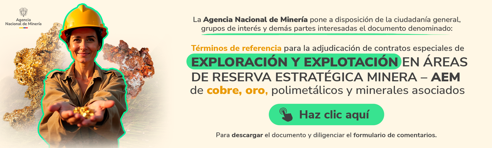 La ANM lanza términos de referencia para la primera ronda minera de cobre, oro y polimetálicos en Colombia
