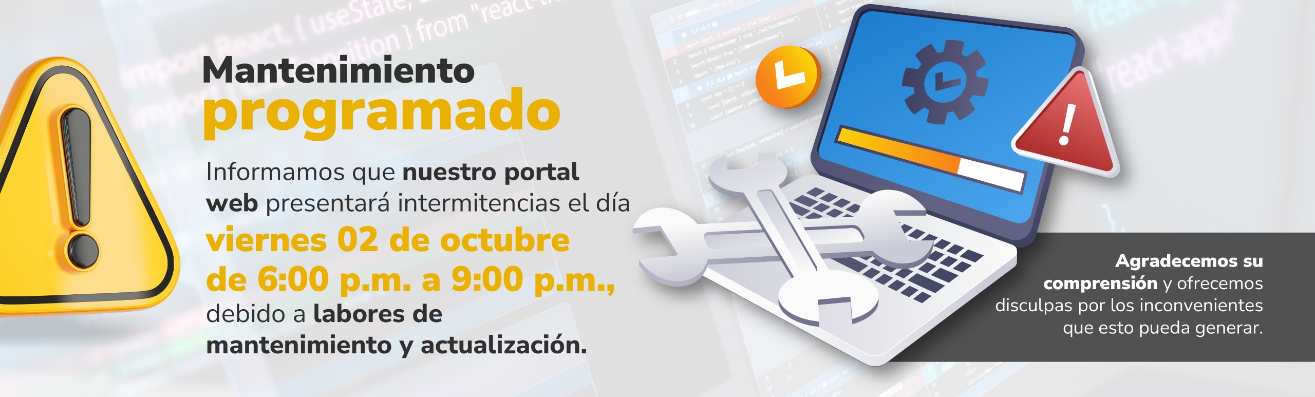 Ventana Mantenimiento Portal Web Octubre 02 de 2026