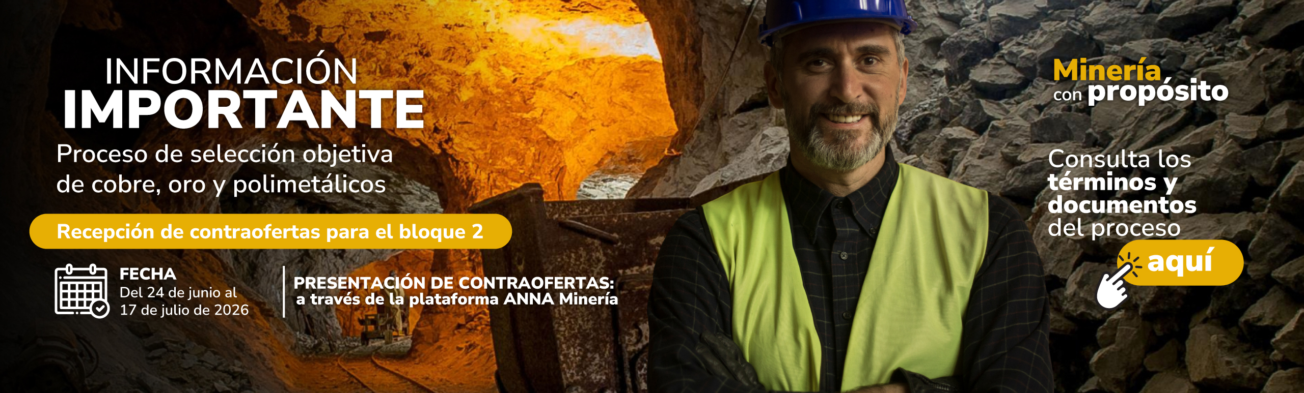 En el marco del proceso de selección objetiva de cobre, oro y polimetálicos, ANM invita a presentar contraofertas para el bloque AEM 2